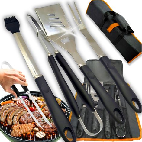 Juego GoGarden 4 en 1 que incluye pinzas para parrilla, utensilios de acero para parrilla y un estuche. (1/5)