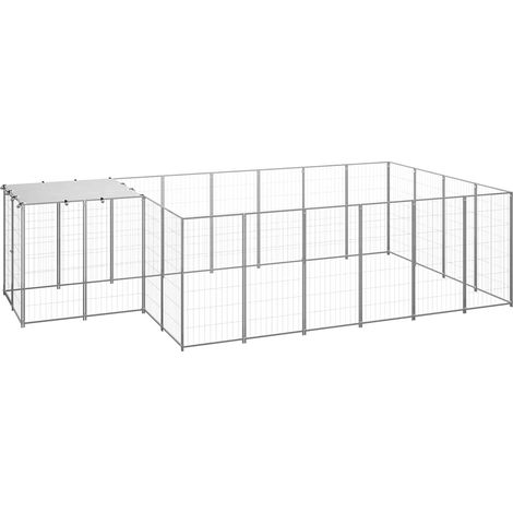 Maison Exclusive - Gabbia per Cani Argento 8,47 m² in Acciaio (1/5)