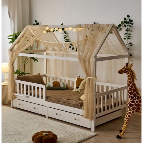 Alavya Home Hausbett Deko-Set 150x350 cm Bio-Baumwolle - 2er-Set, Beige (1/5)