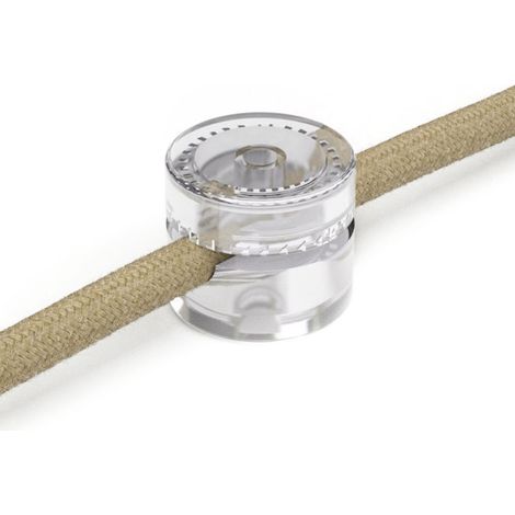 Creative-Cables Universelle Kabeldurchführung – (Transparent, Ø 2,3 cm, 2 Stück) – Wandbefestigung für Textilkabel mit großem Querschnitt – Inklusive Schraube und Dübel