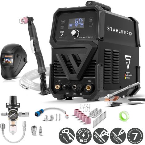 STAHLWERK Plasmaschneider CUT 60 P Digital – Vollausstattung – Plasmaschneidgerät mit 60 A, Schneidleistung bis 20 mm, Inverter Plasma Cutter, HF-Pilotzündung, THC-Schnittstelle für CNC-Höhenregelung (1/5)