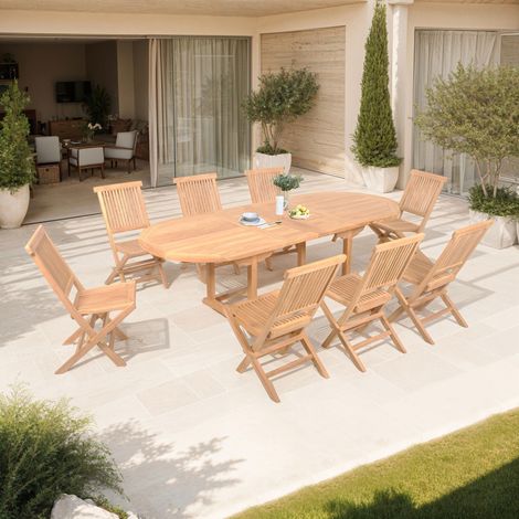 Table de jardin extensible 180-240 + 8 chaises en teck - GARDENA