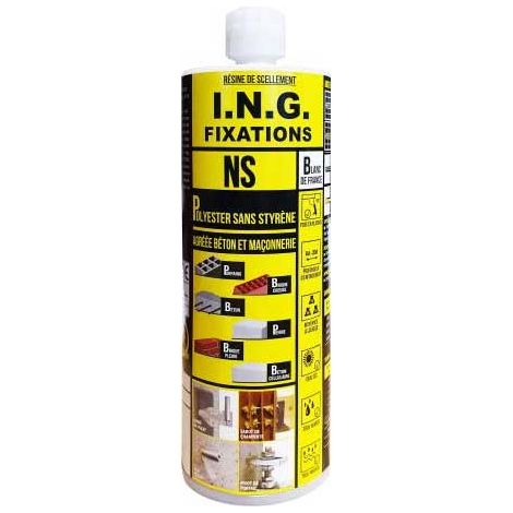 Ing Fixations – Résine scellement chimique polyester NS beige 410ml – Pour béton C20/25 à C50/60 – Pose en trous secs et humides – Charges jusqu'à 1500kg (1/2)