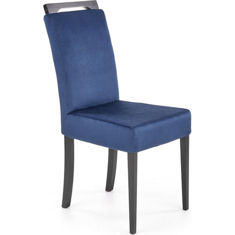 Chaise de salle à manger en velours bleue avec pieds noirs en bois massif CANDY (1/5)
