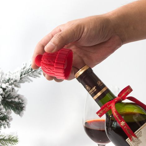Lot de 2 bouchons de bouteille de vin en silicone en forme de chapeau de Noël-AquaForge (1/5)