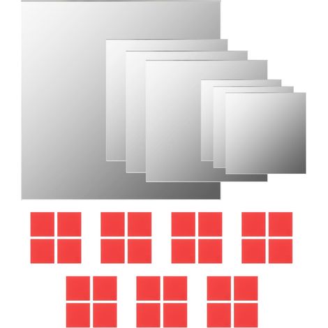 7 Piece Wall Mirror Set Square Glass vidaXL (1/5)