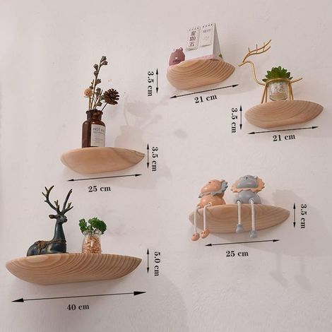 Étagères Flottantes en Bois Massif épais, étagère Semi-Circulaire Murale, Décor Mural Suspendu, étagères Décoratives, Rack de Rangement de Rebord d’Affichage, Marron, 21CM (1/5)