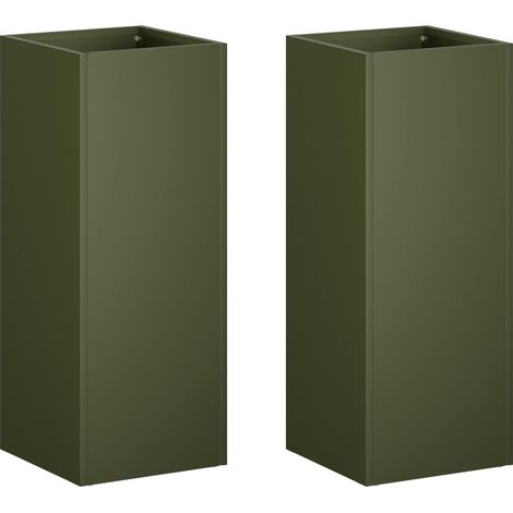 Cache-pot de jardin 2 pc Vert olive 20 x 20 x 40 cm vidaXL