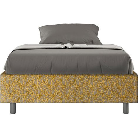 Letto 1 Piazza e Mezzo Sommier 120x190 cm con Rete e Contenitore Azelia Era 06 Giallo (1/5)