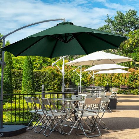 Housse de parasol en polyester Protection UV 3 mètres 8 nervures Housse de parasol d'extérieur vert foncé (1/5)