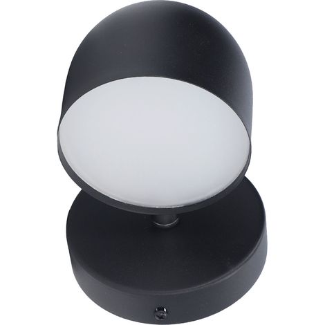 Applique murale LED d'intérieur, tactile et à intensité variable, orientable à 350°, noire, idéale pour le salon ou la table de chevet (85-265 V). (1/5)