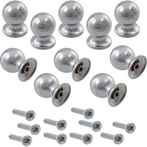 Boutons sphériques et boule de meuble Ø18 mm finition chromée 10 pièces (1/5)