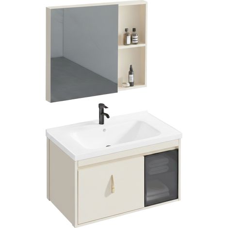 Ein Badezimmermöbelset Mit Waschbecken Rea Aa38 Paris 60Cm Beige