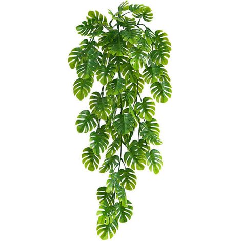 Feuilles Palmier Tropicales artificielles Vigne, Plante de Fronde Palmier de 64cm (76cm y compris le poteau) Suspendue Feuille Vigne Fausses Plantes pour tenture Murale décoration Toile Fond Mariage A