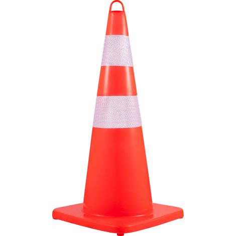 Mophorn 10 Stück 28" Verkehrskegel, orange PVC-Sicherheitskegel mit 2 Reflektormanschetten, beschwerter Basis und Handring für Verkehrskontrolle, Einfahrt, Straße und Parkplatz