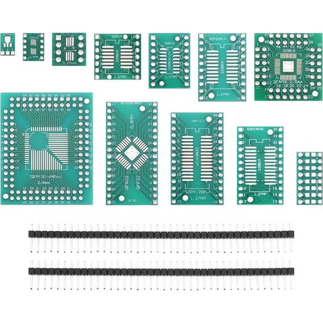 51pcs 12 Types SMD to DIP Adapter Board Kit SOP8 SOP10 SOP14 SOP16 SOP20 SOP24 SOP28 0402/0603/0805 SMT SOT89/SOT223 TQFP100 QFN32 QFN44/48 with 2.54mm PCB Connectors (1/5)