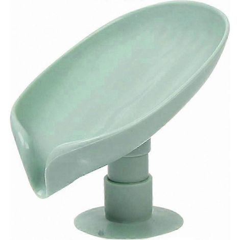 Porte-savon perforé à motif feuille verte avec ventouse pour salle de bain et buanderie (1/5)