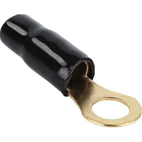 Cosse À Anneau - Diamètre 11 mm - Anneau 6,4 mm - Section Câble 20 mm² - Isolant Noir - Pour Batterie Automobile - 1 Pièce