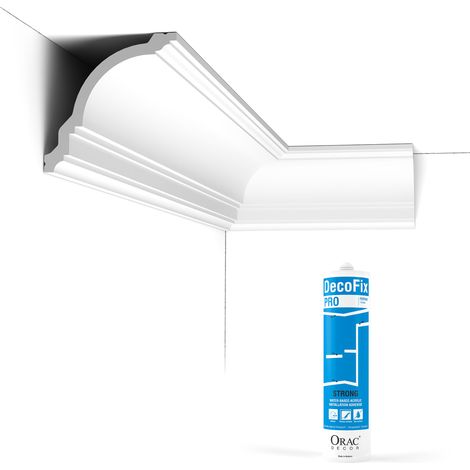 Pack 10 mètres Corniches Plafond CX106 avec colle - Orac x Cimaises-et-plus - 12x12x200cm (h x p x L) - moulure décorative polymère