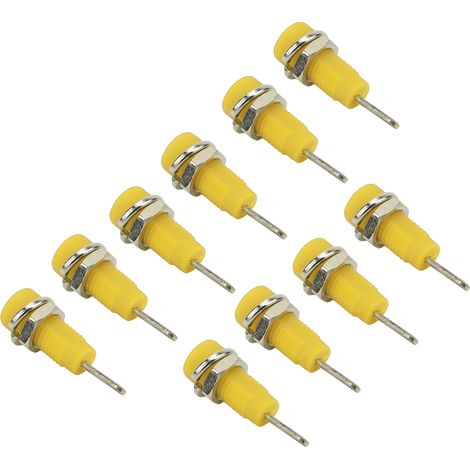 10 Pièces Douilles Banane 4mm J.40003 avec Connecteurs Allongés pour Test Électronique Jaune (1/5)