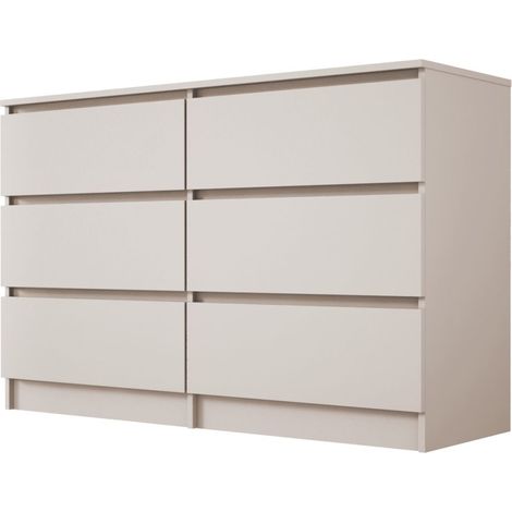 Commode 6 tiroirs, cachemire, 120 x 39 x 79 cm