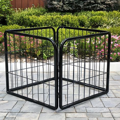 Barrière pour chien Enclos modulable acier 4 panneaux avec porte (1/5)