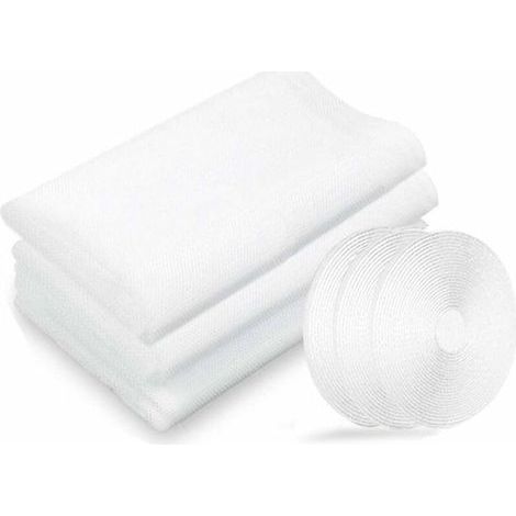 Filet moustiquaire, moustiquaires de fenêtres, 3 paquets 130 cm x 150 cm Insectes de la protection de la fenêtre se moustiquaire fenêtres, avec 3 rouleaux de rubans adhésifs, blanc (1/5)