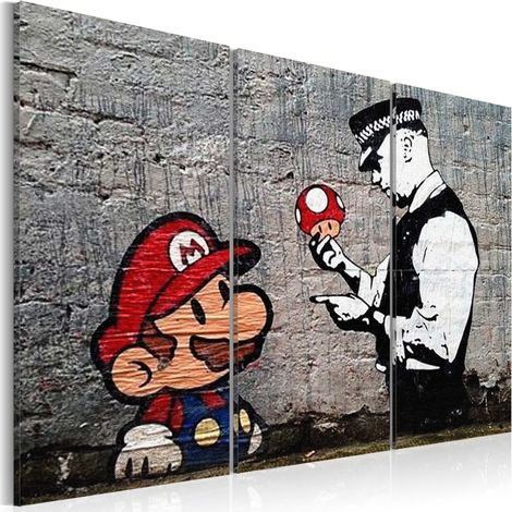 Quadro - Super Mario Mushroom Cop by Banksy - 120x80 (1/4)