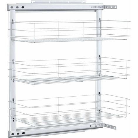 vidaXL Cesta de cocina extraíble 3 niveles plateada 47x25x56 cm (1/2)