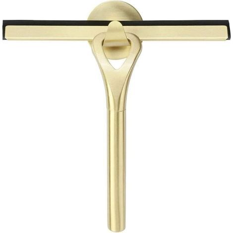 Grattoir de Douche Doré, 22,5 cm, Sans Traces, Crochet à Ventouse, Pour Miroirs, Sols, Vitres et Tables (1/4)
