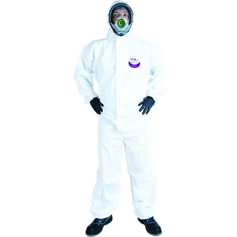 Tuta monouso con cappuccio in film microporoso WeeSafe WeePro Medicom Tipo 5/6 Bianco XXL (1/2)