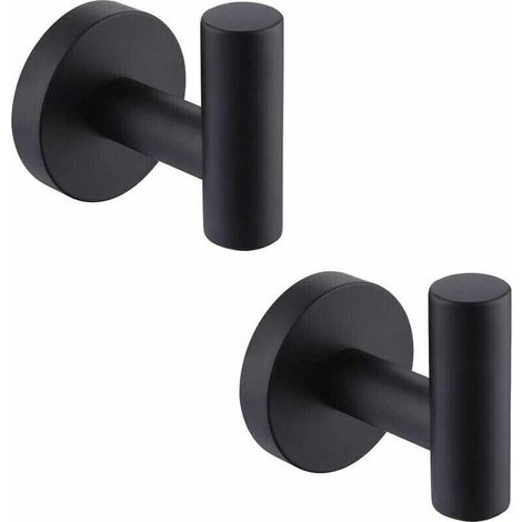 Wandhandtuchhaken in Mattschwarz aus Edelstahl SUS304 – Schraubmontage – Maximale Traglast 5 kg – 2er-Set