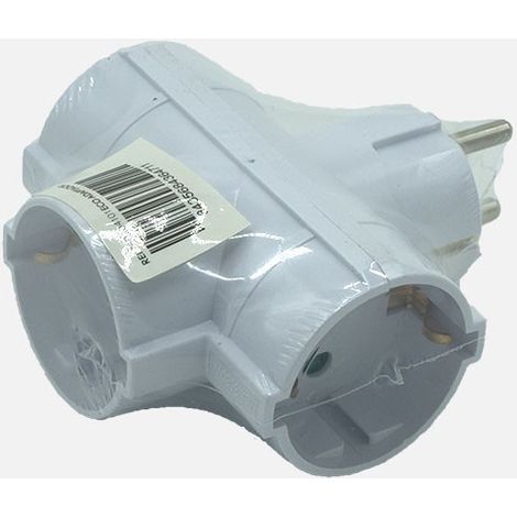 Eco Adaptador 3 tomas retráctil .Mod4 2P+T 16a 230v Blanco protección infantil 4x8,5x10cm (1/4)