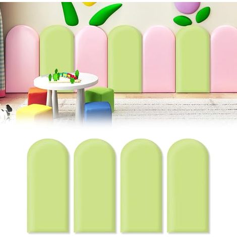 SIENTICE 4-teiliges Wandverkleidungsset für Kinderzimmer, 3D-Wandpaneele, selbstklebende Wandpaneele für Kinderzimmer (Grün, 20 x 60 cm)