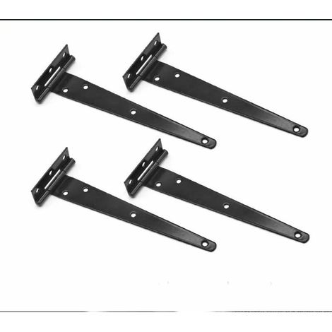4 Pièces Charnières en T 8 Pouces Noir Porte Charnières Métallique Charnières Robustes Charnières de Porte de Grange avec 28 Vis pour les Portails Extérieurs et les Portes de Grange, 200 mm (1/5)