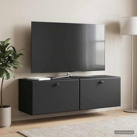 vidaXL Wall-Mounted TV Cabinet 98 x 31 x 30 cm Black Engineered Wood (1/5)