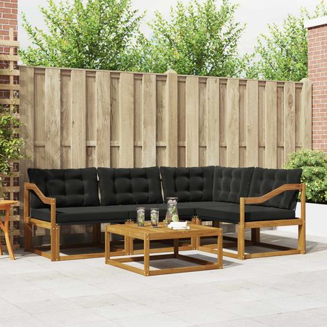 vidaXL Ensemble de canapés d'extérieur 5 pcs Naturel et Noir