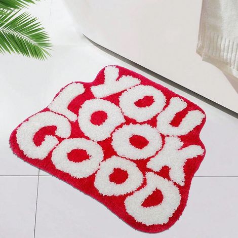 Tapis de salle de bain fun 40x60 cm, peluche corail, antidérapant, lavable, idéal pour entrée et cuisine (1/5)