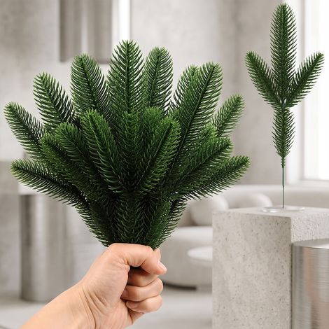 Künstliche Weihnachtspflanzen, Christbaumschmuck, handgefertigte Blumendekorationen für Zuhause, festliche Atmosphäre, künstliche grüne Pflanzenornamente – 50 Stück -- BIEMMEDUE (1/5)