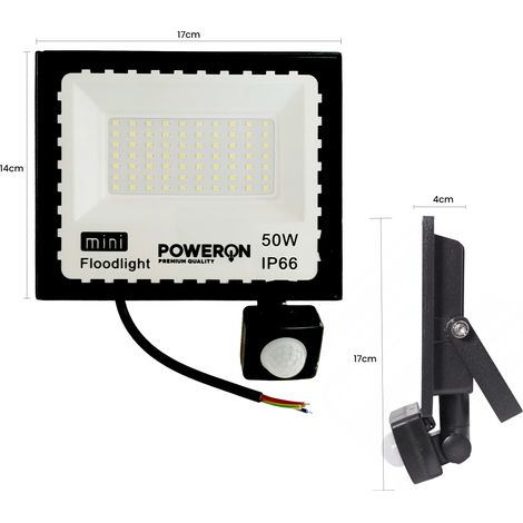 50-W-LED-Flutlicht mit PIR-Bewegungsmelder, IP66 – Außenbeleuchtung (1/5)