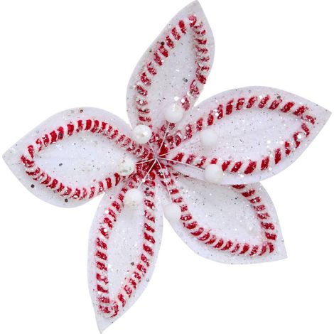 Adorno para el árbol de Navidad con flor de poinsettia blanca y roja, diámetro 24 cm - Feeric lights & christmas (1/3)
