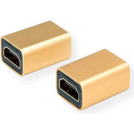 Adaptateur HDMI - ROLINE - Femelle–Femelle Gold - Plaqué or - 4K@60Hz - Boîtier métallique compact (1/4)