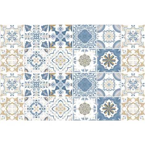Carrelage adhésif 20x20 pour cuisine et salle de bain – Résistant à l'eau – Lot de 24 stickers muraux – Motifs brique style industriel (1/4)