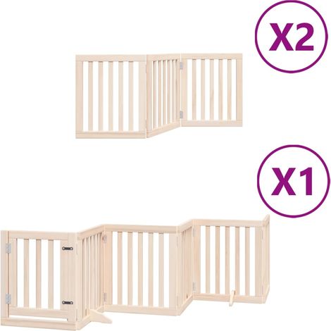 Puerta de seguridad para mascotas puerta plegable 12 paneles madera de álamo marrón 020023129 (1/5)