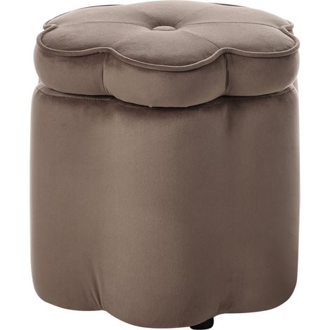 Puf escandinavo con almacenaje de terciopelo decorativo dormitorio sala de estar reposapiés forma de flor marrón oscuro Flower (1/5)