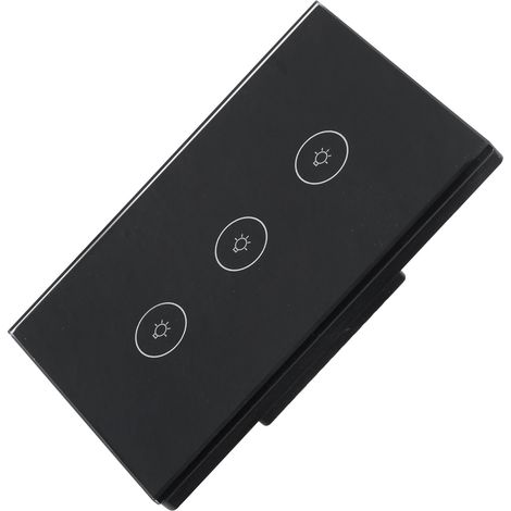 Intelligentes WiFi-Bedienfeld mit 3 Schaltern, Touch-Funktion, kabellos, mit App- und Sprachsteuerung, für Tuya 110-240 V, schwarz. (1/5)