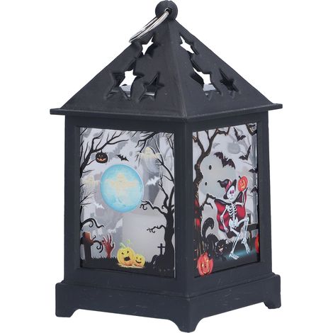 Lanterne LED Halloween Squelette Décorative Lumière Nocturne Ornement Bureau Fête (1/5)