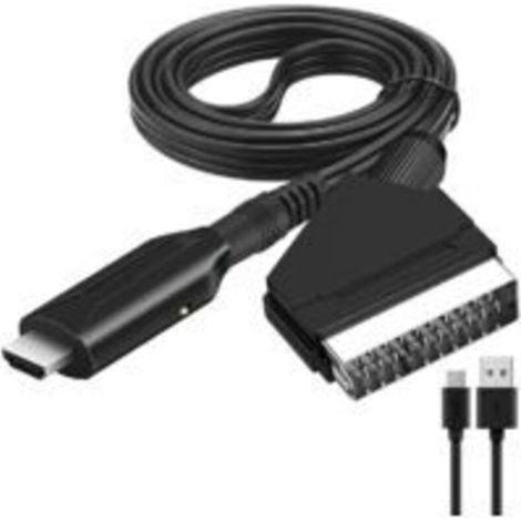 Convertisseur Péritel vers HDMI – Résolution 720P/1080P – Câble SCART 1m – Compatible NTSC et PAL – Alimentation micro USB - TV 720 P