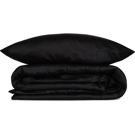 Parure housse de couette + 2 taies d'oreiller 240x220 Noir (1/4)