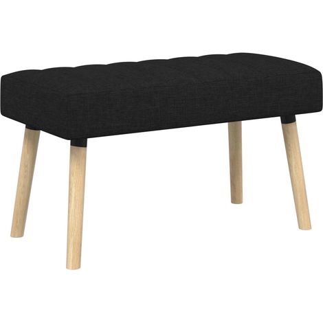 Banco con tapizado en canal Negro 80 x 40 x 46 cm Tela vidaXL